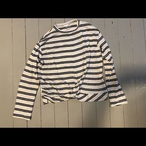 A Zara kids black and white striped sweater